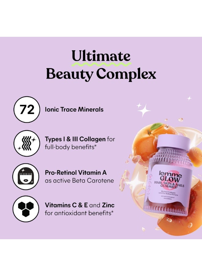 Lemme, Glow, Hair, Skin & Nails Gummies, Peach, 60 Gummies - Image 2